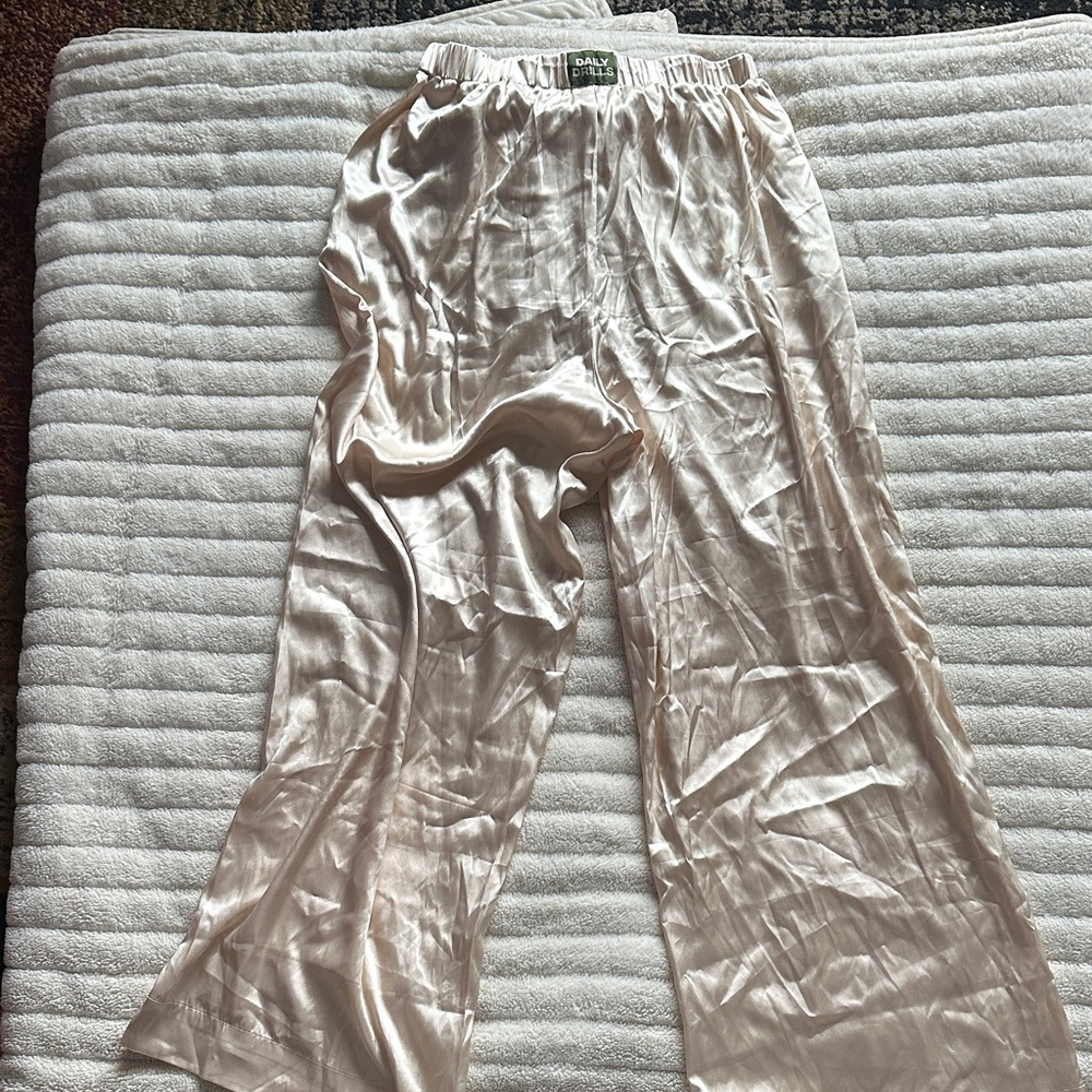 Daily Drills Satin Cream Trousers